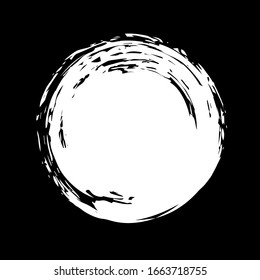 Hand painted grunge circle. Black round blob hand drawn with ink brush. Vector illustration