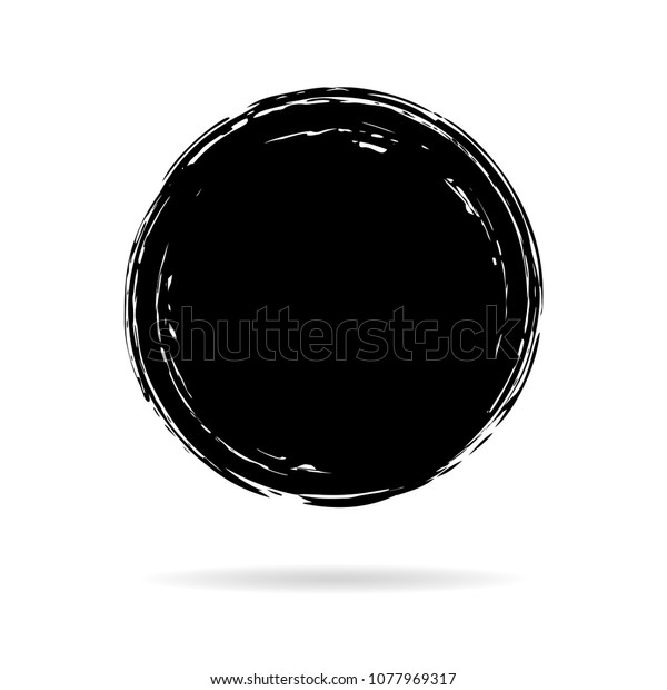 Hand painted grunge circle. Black\
round blob hand drawn with ink brush. Vector\
illustration