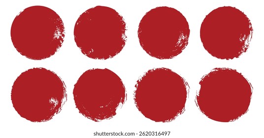 Hand painted grunge circle. Flag of Japan with grunge circle stamp background brush.  Red grunge round banner.