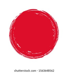 Hand Painted Grunge Circle. Red Round Blob Hand Drawn With Ink Brush. Vector Illustration