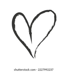 Hand painted heart. Vector black brush stroke heart symbol. Cute ink heart shape illustration.