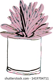 hand painted home plants in vector, bright color, unusual design