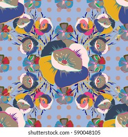 Hand painted illustration multicolor background. Vector tropical flowers seamless pattern.