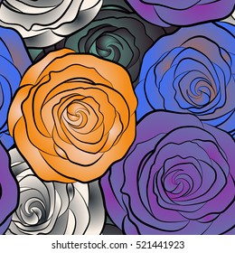Hand painted illustration. Vector rose flowers seamless pattern.
