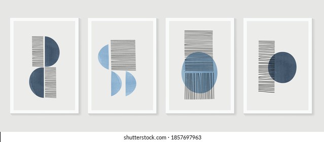 Hand painted illustrations wall arts vector. Surface pattern design. Abstract art textile design with line arts painting, Covering greetings cards, cover, print, fabrics and wall decoration.