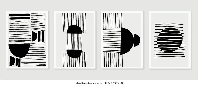 Hand painted illustrations wall arts vector. Surface pattern design. Abstract art textile design with line arts painting, Covering greetings cards, cover, print, fabrics and wall decoration.
