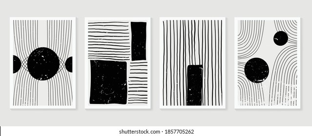 Hand painted illustrations wall arts vector. Surface pattern design. Abstract art textile design with line arts painting, Covering greetings cards, cover, print, fabrics and wall decoration.
