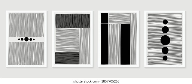 Hand Painted Illustrations Wall Arts Vector. Surface Pattern Design. Abstract Art Textile Design With Line Arts Painting, Covering Greetings Cards, Cover, Print, Fabrics And Wall Decoration.
