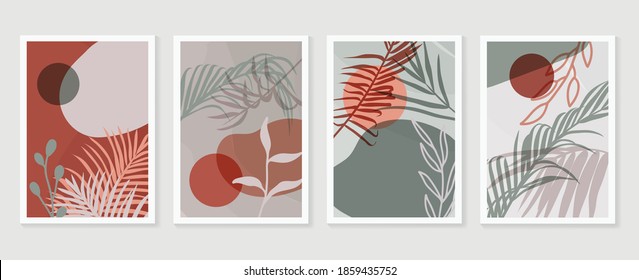 Ilustraciones pintadas a mano vectorial de las artes murales. Resumen de arte de diseño textil con literatura o pintura de líneas tropicales naturales, Cubriendo tarjetas de felicitación, cubierta, imprenta, telas.