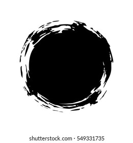 Hand painted ink blob. Black round button. Hand drawn grunge circle. Graphic design element for web, corporate identity, cards, prints etc. Vector illustration