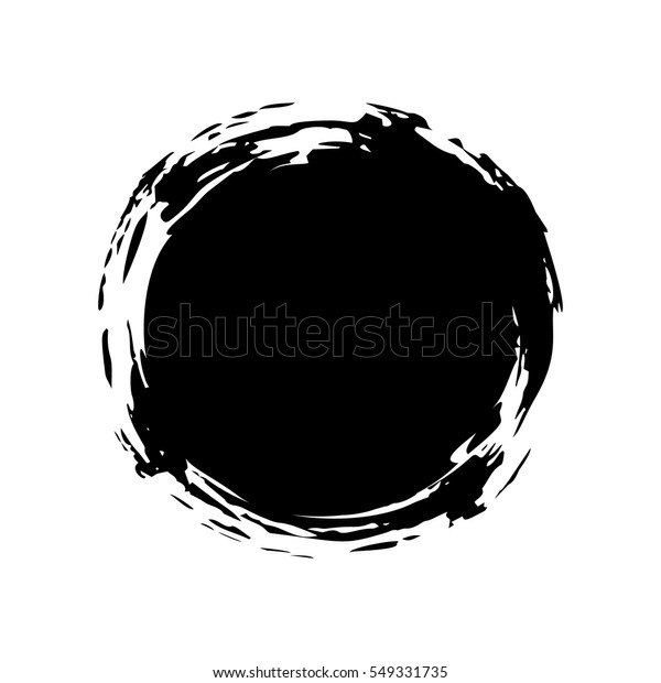 Hand painted ink blob. Black\
round button. Hand drawn grunge circle. Graphic design element for\
web, corporate identity, cards, prints etc. Vector\
illustration