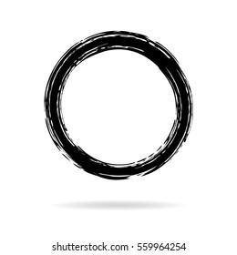 Hand painted ink blob. Hand drawn grunge circle. Black round button. Graphic design element for web, corporate identity, cards, prints etc. Vector illustration