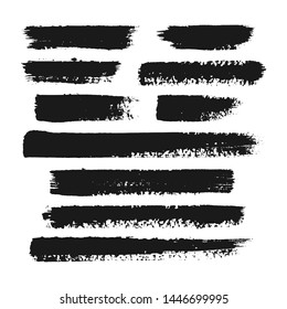 Hand painted ink brush strokes. Vector grunge brushes set.