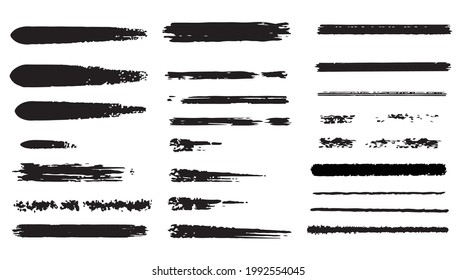 Hand painted ink brush strokes. Grunge brushes set.