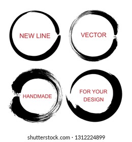 Hand painted ink circles set. Graphic design elements for web sites, corporate identity, posters etc. Vector illustration.
