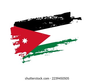 Hand painted Jordan grunge brush style flag on solid background