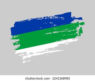 Hand painted Komi Republic grunge brush style flag on solid background