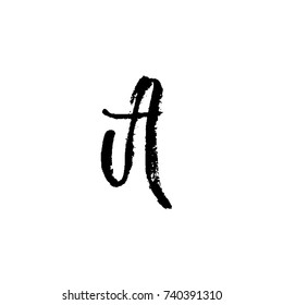 Hand painted letter A. Dry brush modern lettering. Vector illustration.