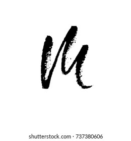 Hand painted letter M. Dry brush modern lettering. Vector illustration.