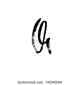 Hand painted letter Q. Dry brush modern lettering. Vector illustration.