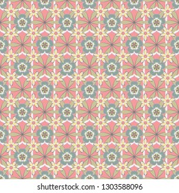 Hand painted little flowers. Vector abstract elegance seamless pattern with floral background in pink, blue and gray colors.