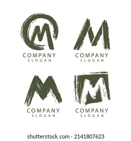 hand painted m letter logo template set