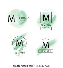 hand painted m letter logo template set