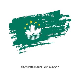 Handgemalte Macau-Grunge-Flagge auf solidem Hintergrund