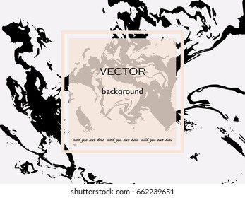 Hand painted marble background. Ink texture with place for text