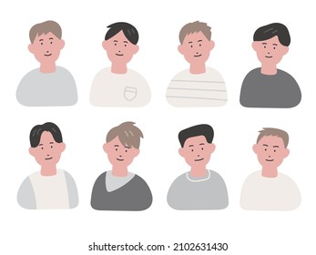 Hand painted men's illustration set
