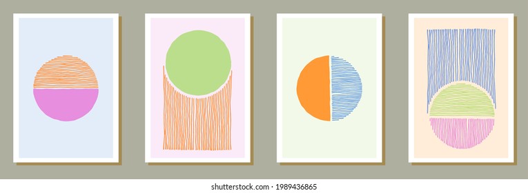 Hand painted minimalist banners vector collection. Watercolor smears patterns. Japanese style prints. Stylish artwork templates. Doodle elements.