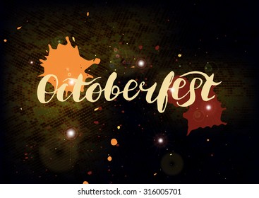 Hand painted modern lettering with the rough edges on the abstract background. For the banner, pub menu, announcement of the beer festival or brewery poster.