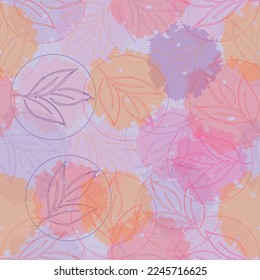 Hand painted multicolor watercolor allover seamless spring daisy liberty flowers Delicate multicolored flowers and tropical leaves on pastel background.