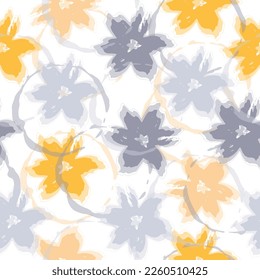 Hand painted multicolor watercolor allover seamless spring daisy liberty flowers Delicate multicolored flowers and tropical leaves on pastel background.