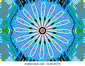 Vector de fondo azul de patrón multicolor pintado a mano