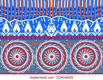 Hand painted multicolored pattern blue background vector