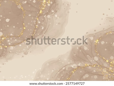 Hand painted neutral coloured alcohol ink background with gold glitter elements