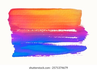 Hand Painted Oil Splash. Colorful acrylic brush stroke with rainbow colors. Artistic design element for text. Elegant decorative paint