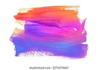 Hand Painted Oil Splash with Modern Colors. Trendy acrylic brush stroke with rainbow colors. Artistic design element for text. Elegant decorative paint