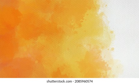 Hand painted orange and yellow color with watercolor texture abstract background	