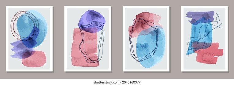 Hand painted original canvas vector collection. Watercolor splats texture. Chinese style prints. Youth home decor templates. Brush stroke elements.