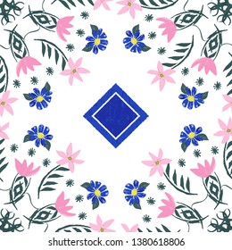 Hand painted ornamental floral tile in a fully editable vector format. Great for stationery, home decor, apparel.