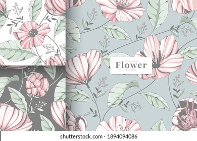 Hand painted pastel colour floral pattern