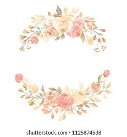 Hand painted pastel watercolor wreath flower wedding decoration 