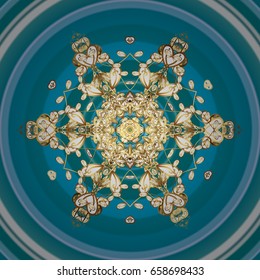 Hand painted pattern. Vector with abstract hand drawn snowflakes design on a colorfil background.
