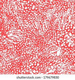 Hand painted pattern with white splattered paint on coral red color inspired by tropical fishes. 