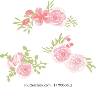 Hand Painted 
Pink Flower Watercolor Illustration