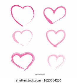 Hand painted pink heart vector set
