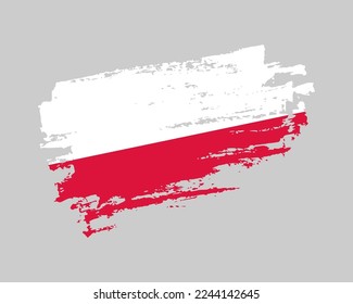 Hand painted Poland grunge brush style flag on solid background