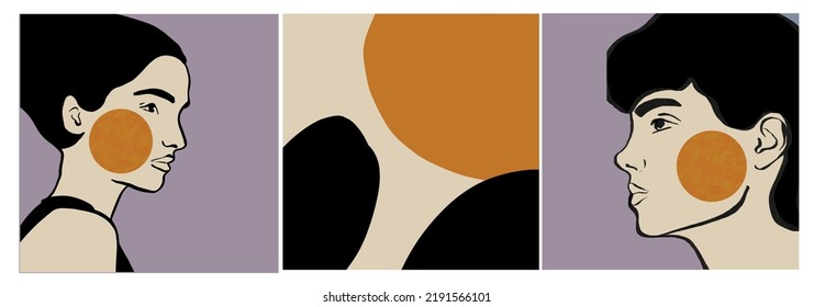 Hand painted portrait with abstract textures 